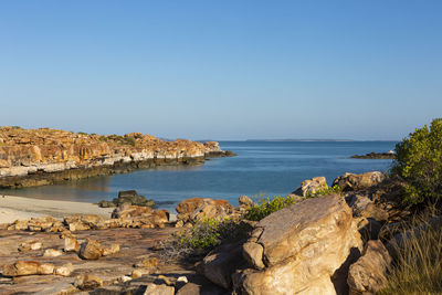 Scenic view of sea against clear sky