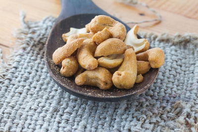 High angle view of cookies on table