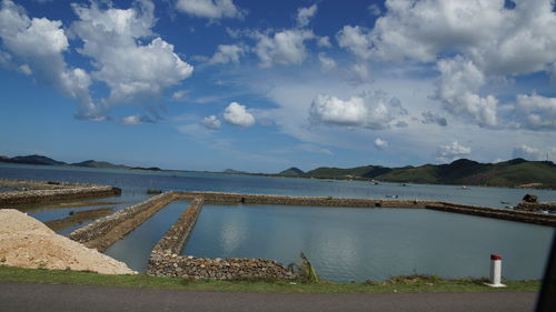 Scenic view of sea against cloudy sky