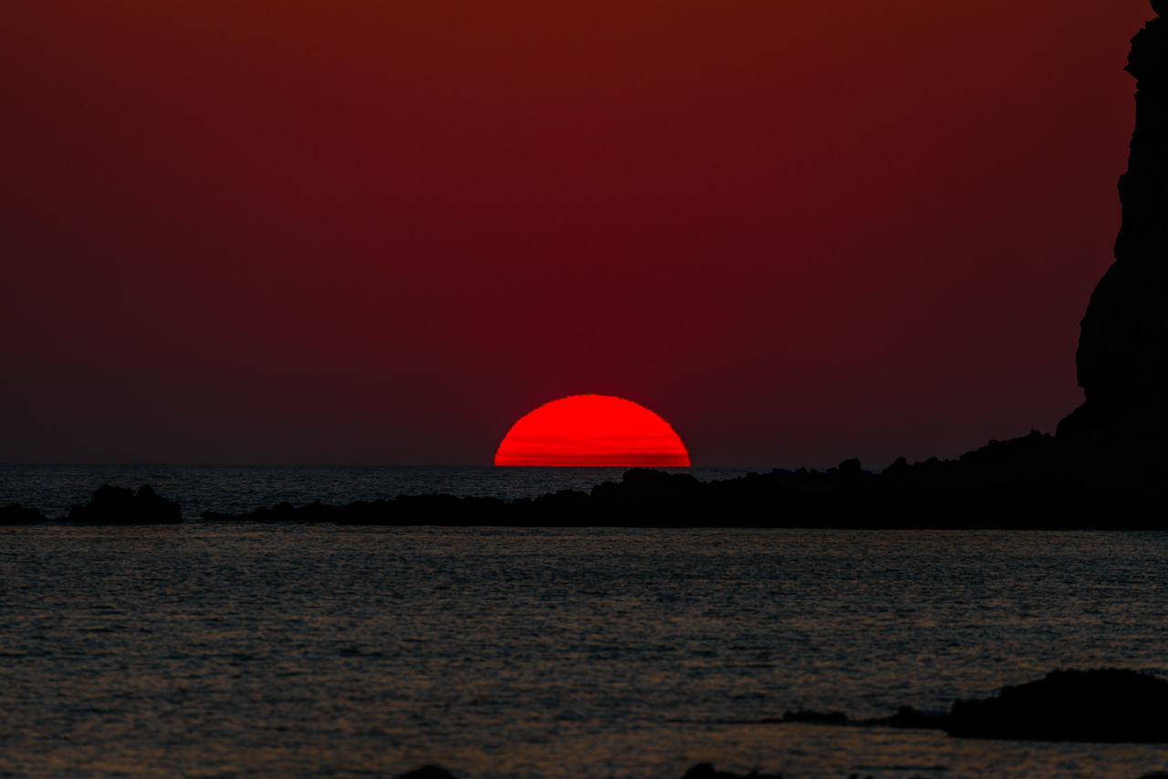 SCENIC VIEW OF SEA AGAINST SKY AT SUNSET