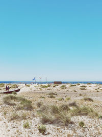 Scenic view of beach against clear sky