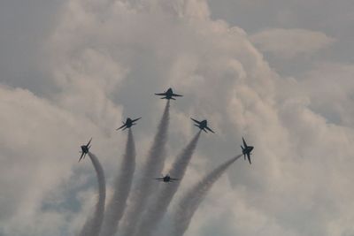 Navy blue angels in formation