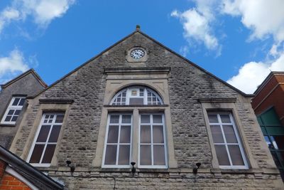 Low angle view of church against sky