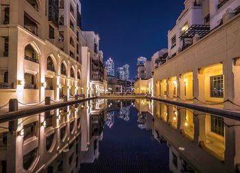 View of illuminated buildings at night