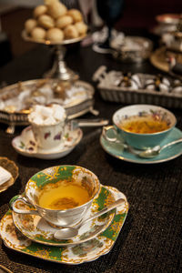 Close-up of tea served on table