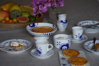 High angle view of food on table