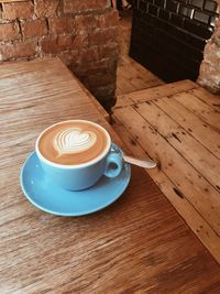 High angle view of coffee on table