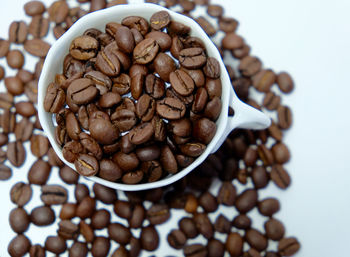 High angle view of coffee beans on table