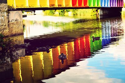 Reflection of built structure in water