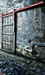 Closed door of old building