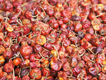 Full frame shot of dried red chili pepper at market