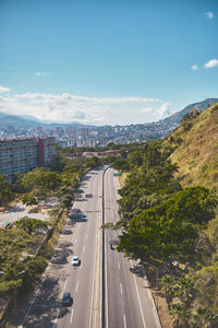 High angle view of cityscape against sky