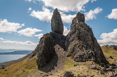 Typical old man of storr rock formations, isle of skye, scotland