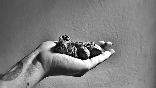 Close-up of person holding hand