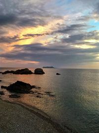 Scenic view of sea against sky during sunset