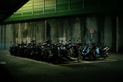 High angle view of motorcycle on street