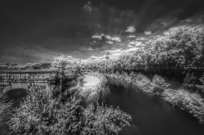 Bridge over river against sky