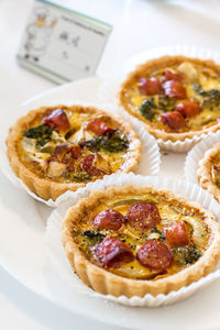 Close-up of vegetable pie in plate