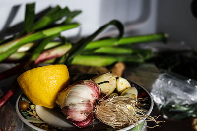 Close-up of fruits on table
