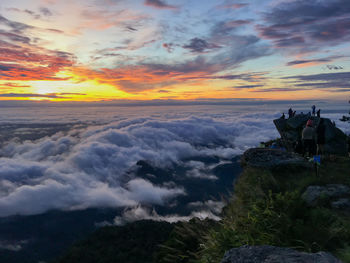 Scenic view of mountains against sky during sunset