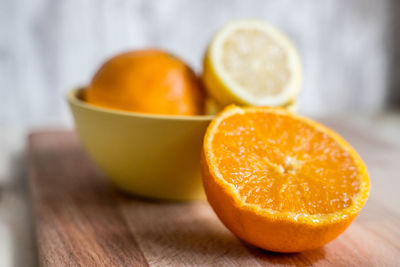 Close-up of orange on table