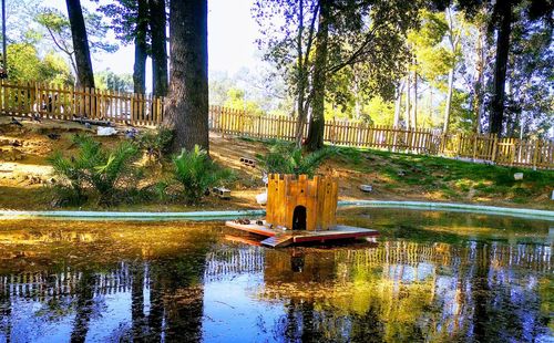 Reflection of trees in lake during autumn
