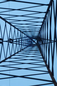 Low angle view of footbridge against clear sky