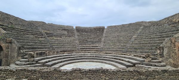 Low angle view of old ruins against sky