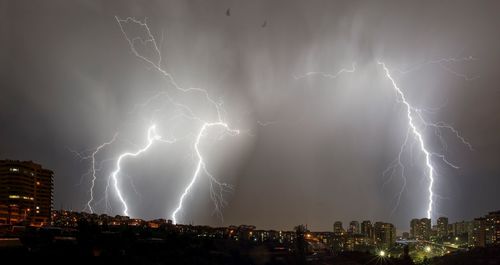 Lightning over city