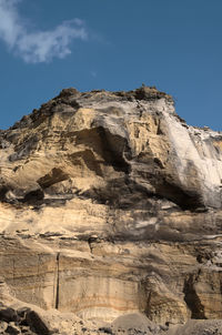 Low angle view of rock formation against clear sky