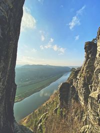 Scenic view of rocky mountains against sky