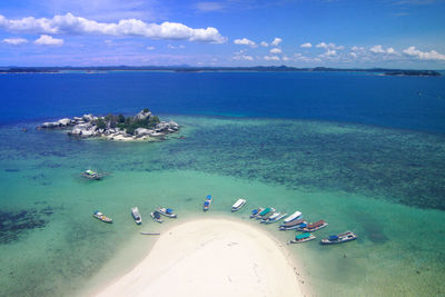 High angle view of people on beach
