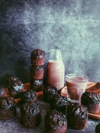 Close-up of desserts on table