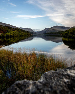 Scenic view of lake against sky