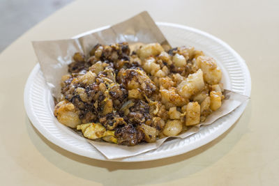 Close-up of food in plate on table