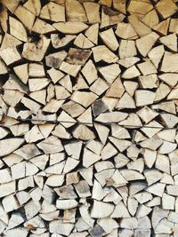 Full frame shot of logs in forest