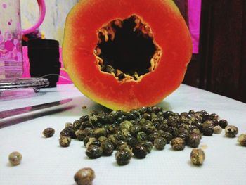 Close-up of food on table