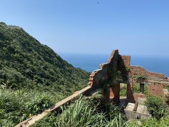 Scenic view of mountains against clear sky