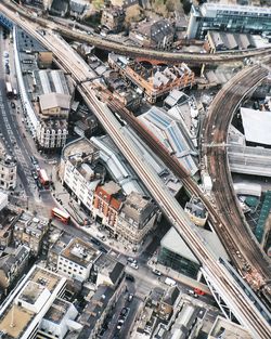 High angle view of elevated road amidst cityscape