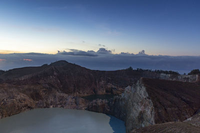 Scenic view of mountains against sky during sunset