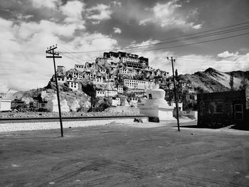 View of street and buildings in city