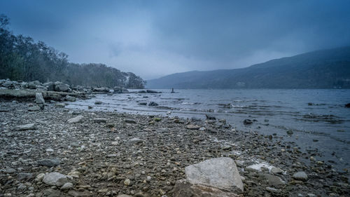 Scenic view of beach against sky