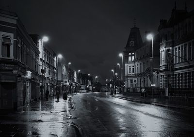 Wet street at night