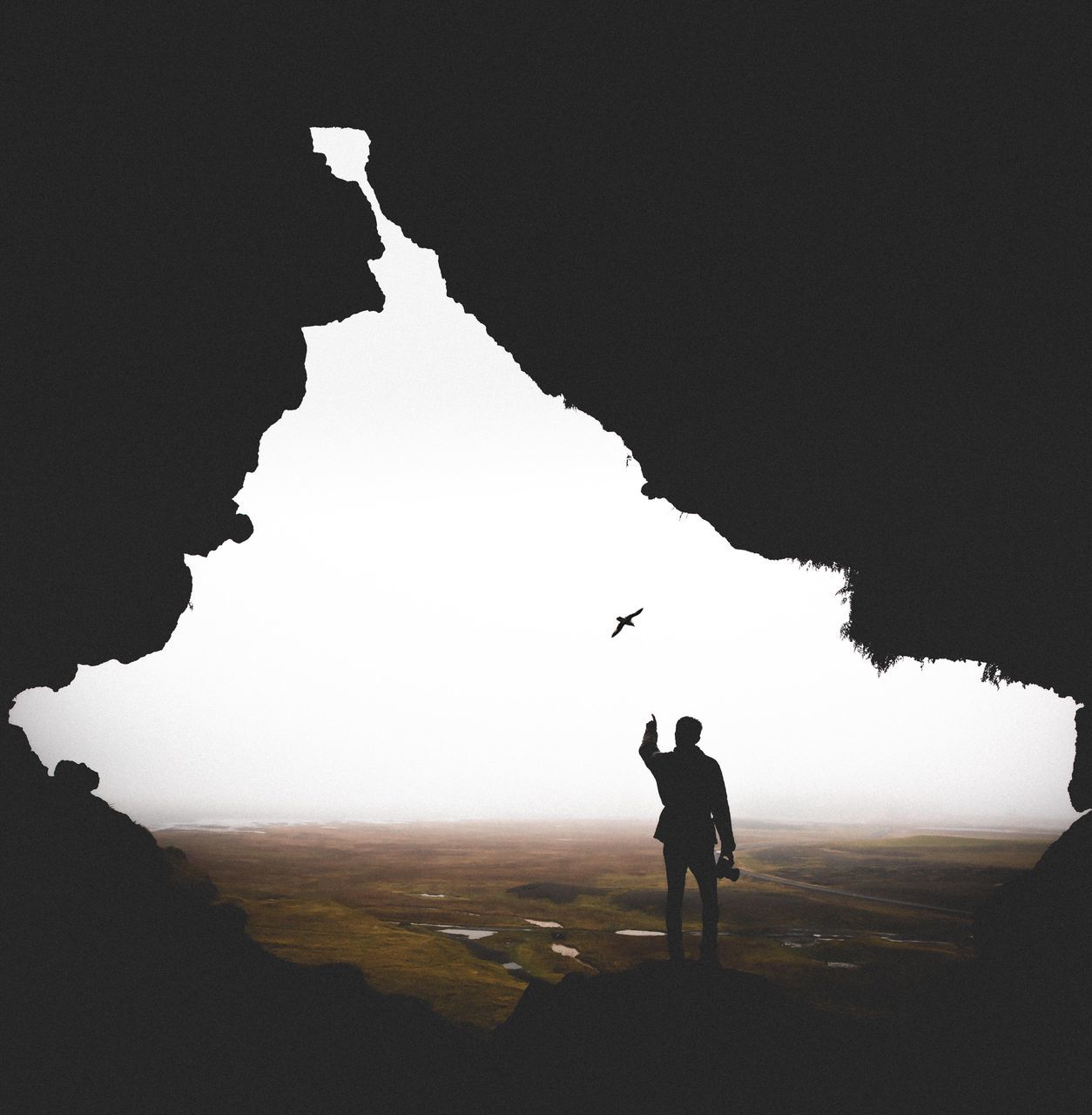 silhouette, desert, one animal, domestic animals, animal themes, sky, outdoors, one person, only men, arid climate, landscape, adventure, mammal, friendship, real people, nature, adults only, one man only, adult, people, beauty in nature, photographer, day, african elephant