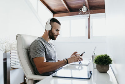 Man working on table