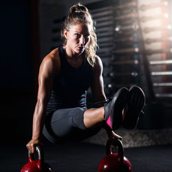 Athlete exercising in gym