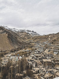 High angle view of townscape against sky