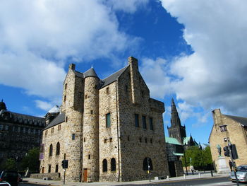 Low angle view of buildings against sky