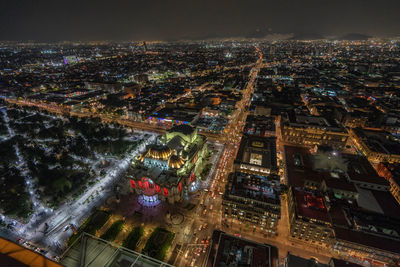 Illuminated cityscape at night