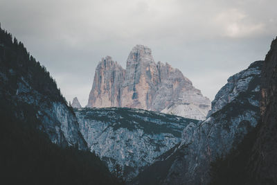 Panoramic view of snowcapped mountains against sky